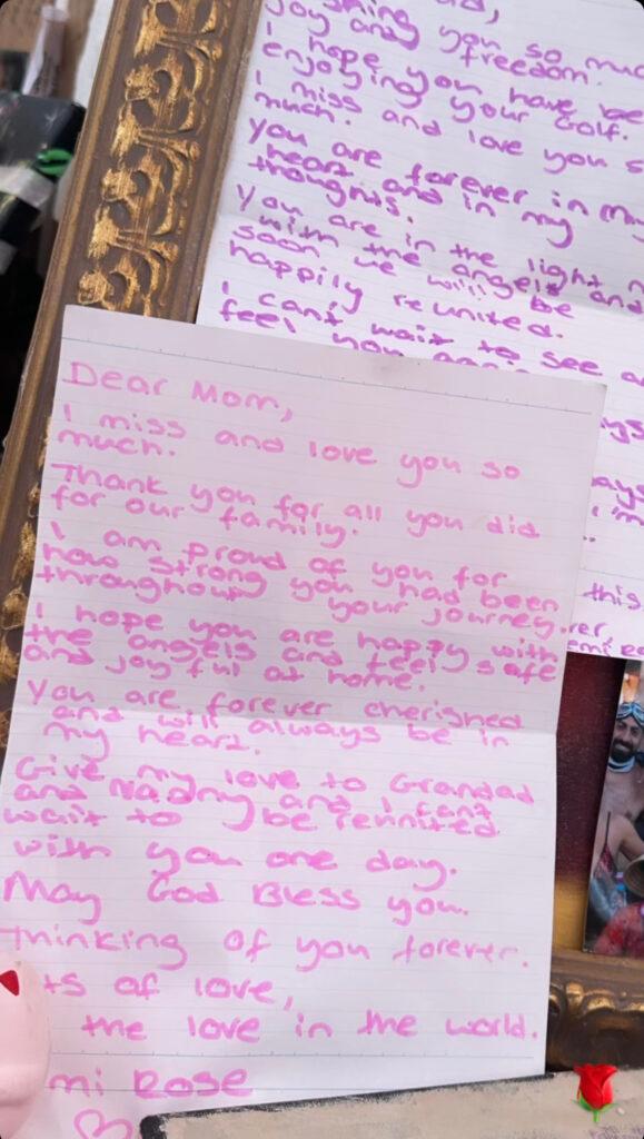Demi Rose writes letters to her dead parents at Burning Man 2023.