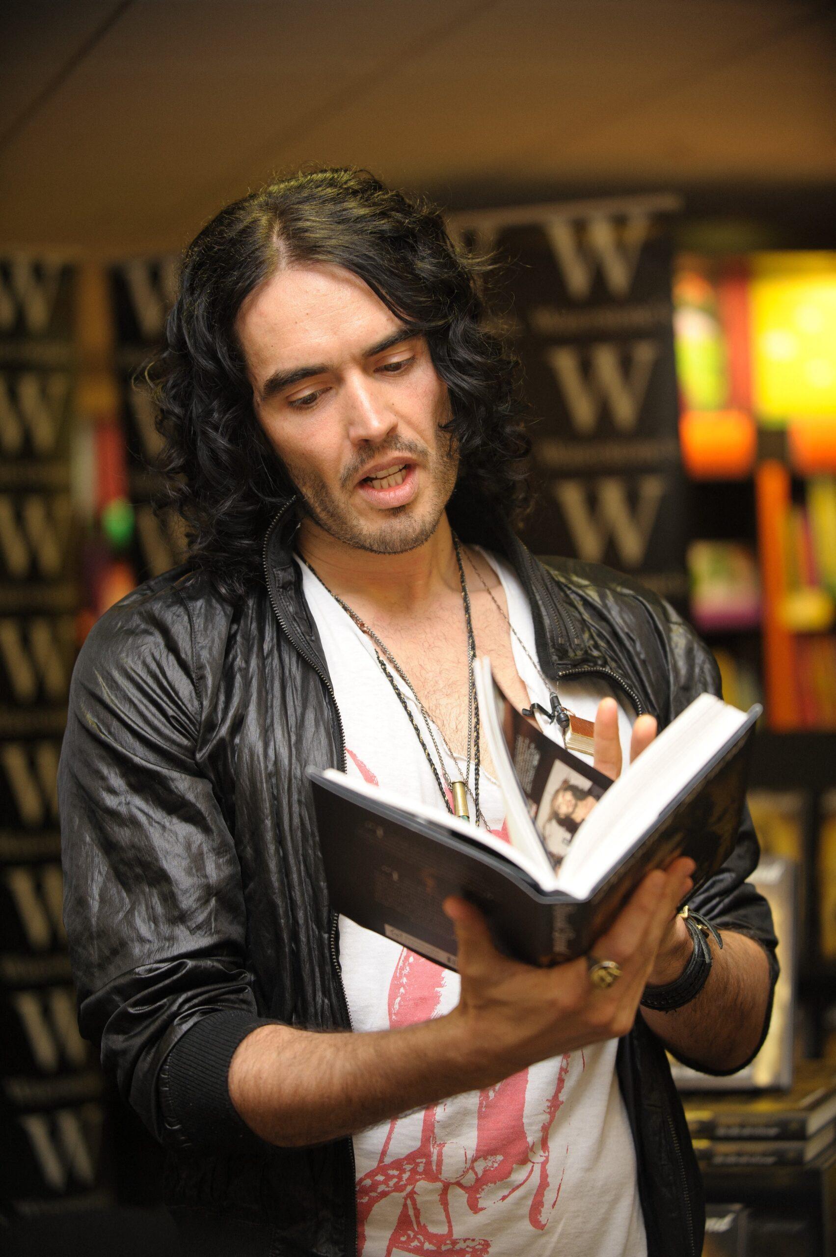 Underfire comedian Russell Brand , pictured here in 2010 in Edinburgh for a book signing for his second book "Booky Wooky 2". Allegations of rape and unwanted sexual behaviour have been levelled at Brand by the Sunday Times newspaper and Channel 4 Dispatch