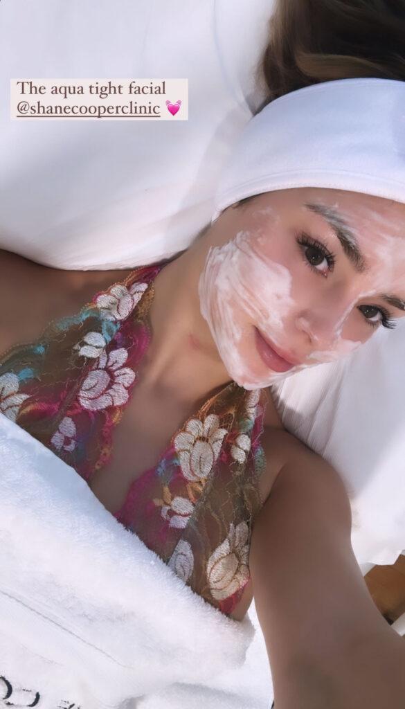 Demi Rose getting a facial.