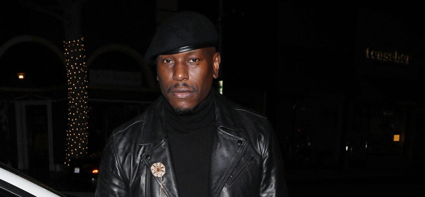 Tyrese Gibson is dressed in all black as he heads to Madeo restaurant for dinner