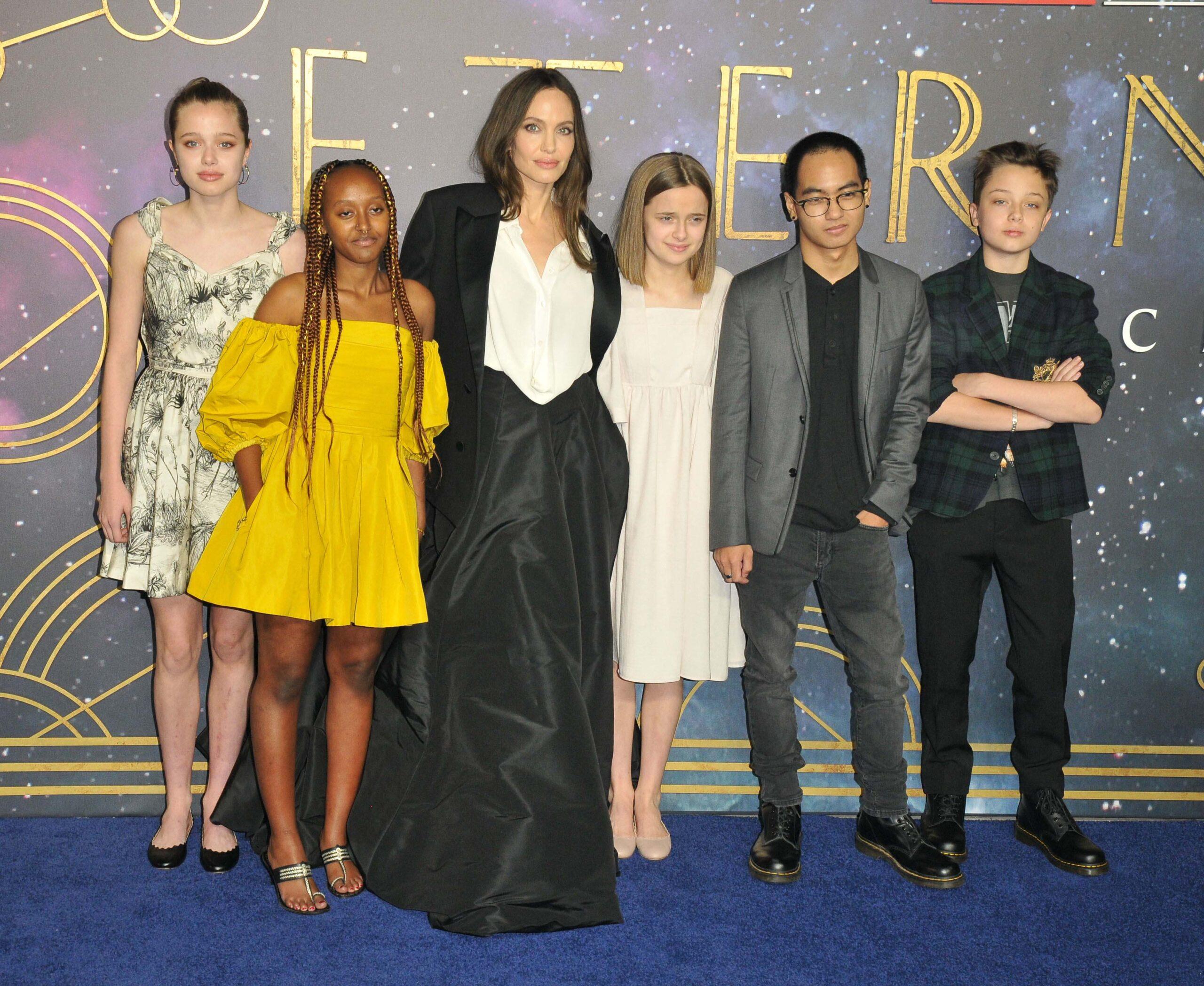 Angelina Jolie and her kids at The Eternals UK Gala Screening