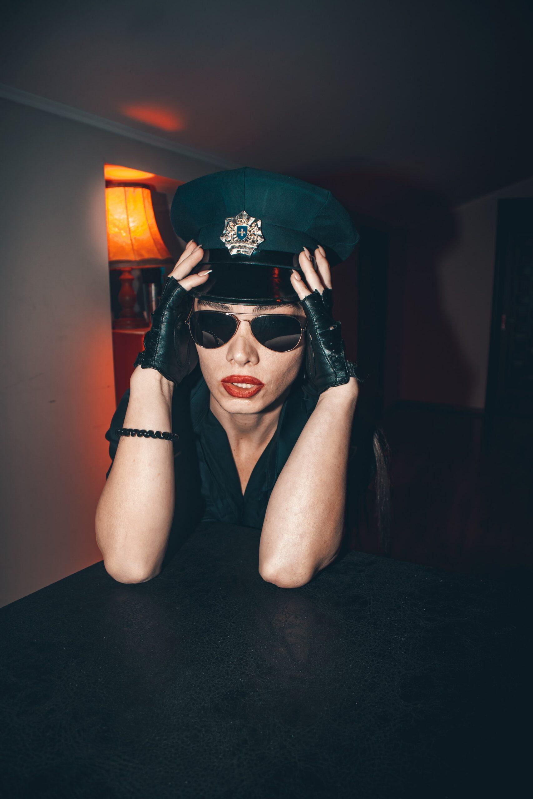 A photo of a Female Cop dressed seductively