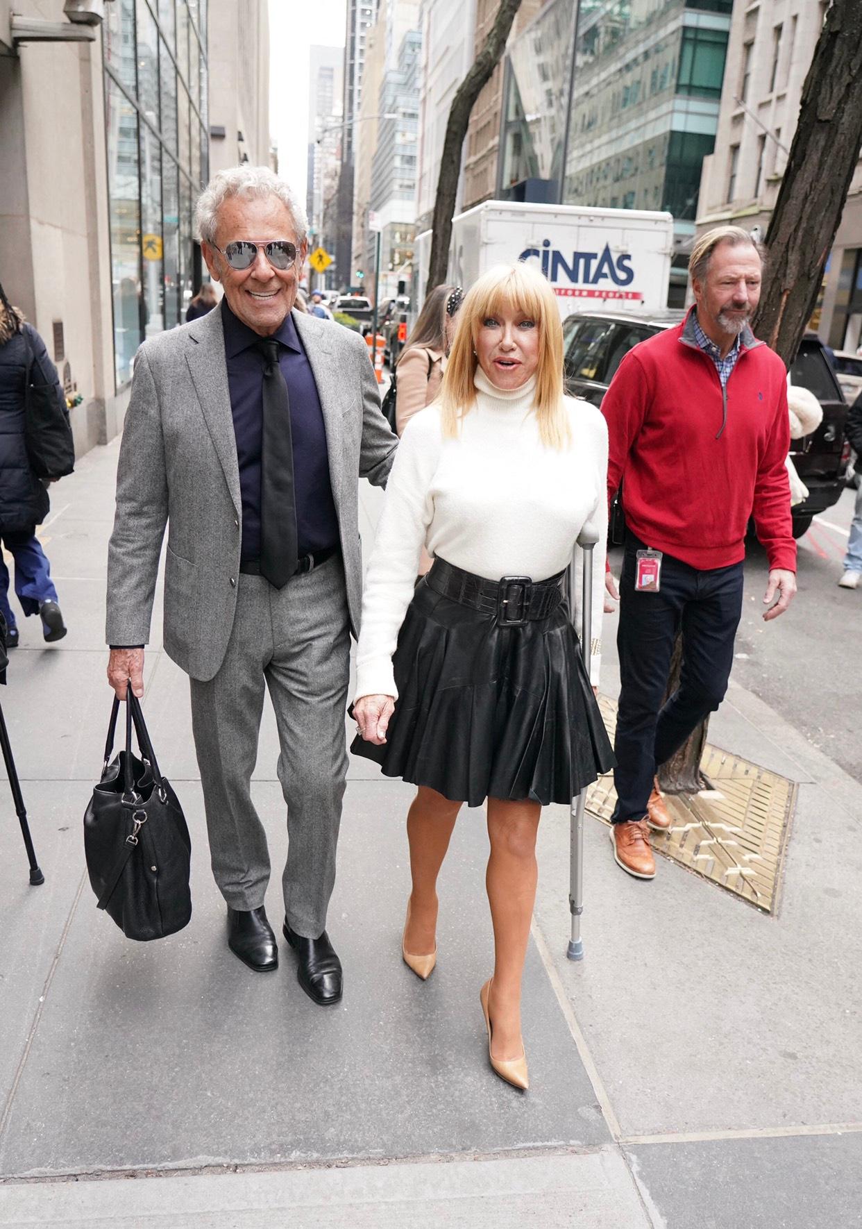 Suzanne Somers and Alan Hamel are seen outside the Today Show.