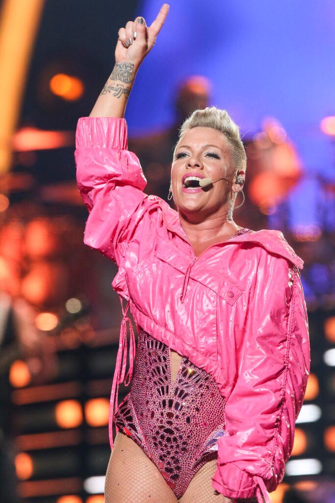 SAN FRANCISCO, CALIFORNIA - OCTOBER 14: Pink performs at Chase Center on October 14, 2023 in San Francisco, California. 14 Oct 2023 Pictured: Pink ; P!nk. Photo credit: Christopher Victorio/imageSPACE / MEGA TheMegaAgency.com +1 888 505 6342 (Mega Agency TagID: MEGA1045968_041.jpg) [Photo via Mega Agency]