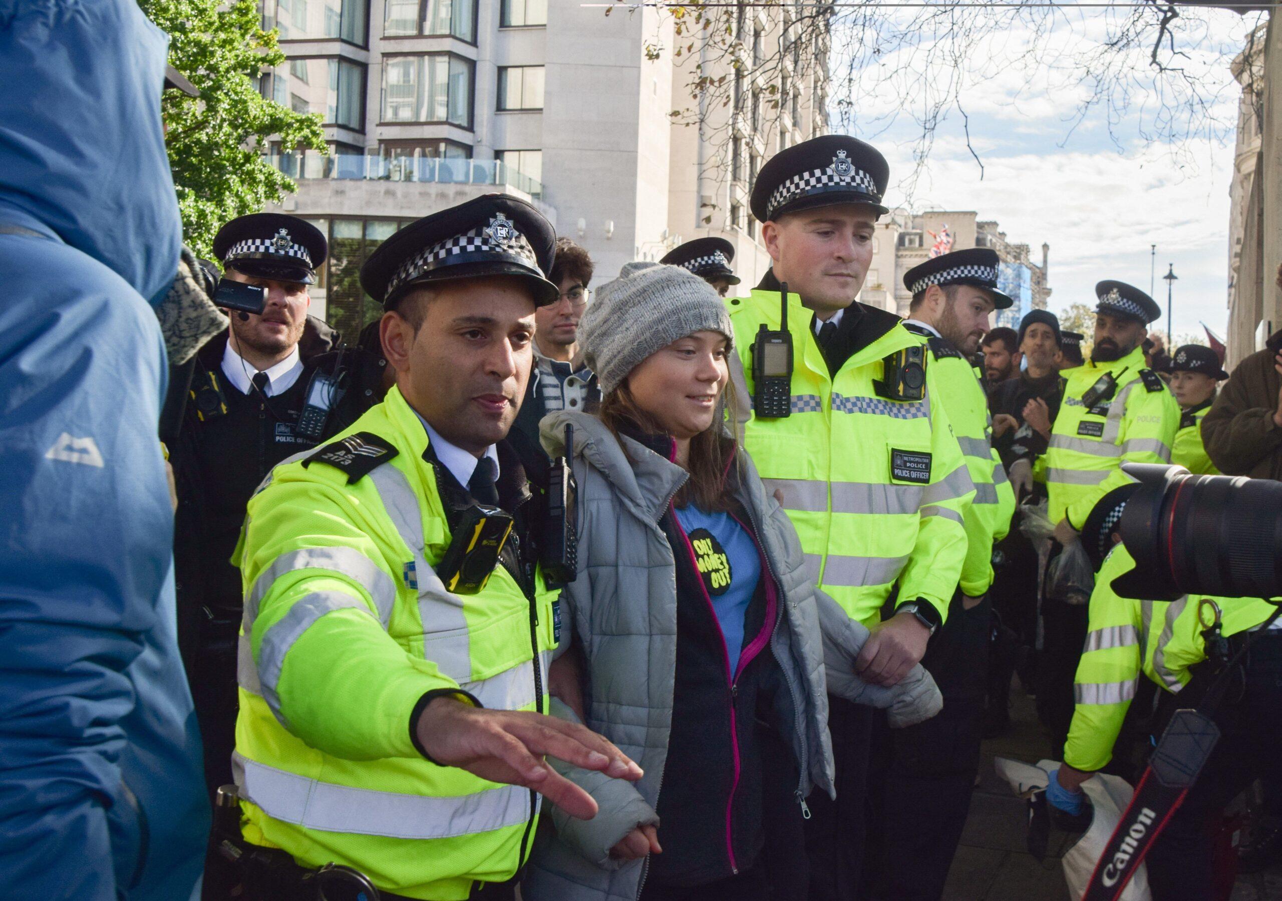 Greta Thunberg arrested at oil protest in London, UK -17 Oct 2023