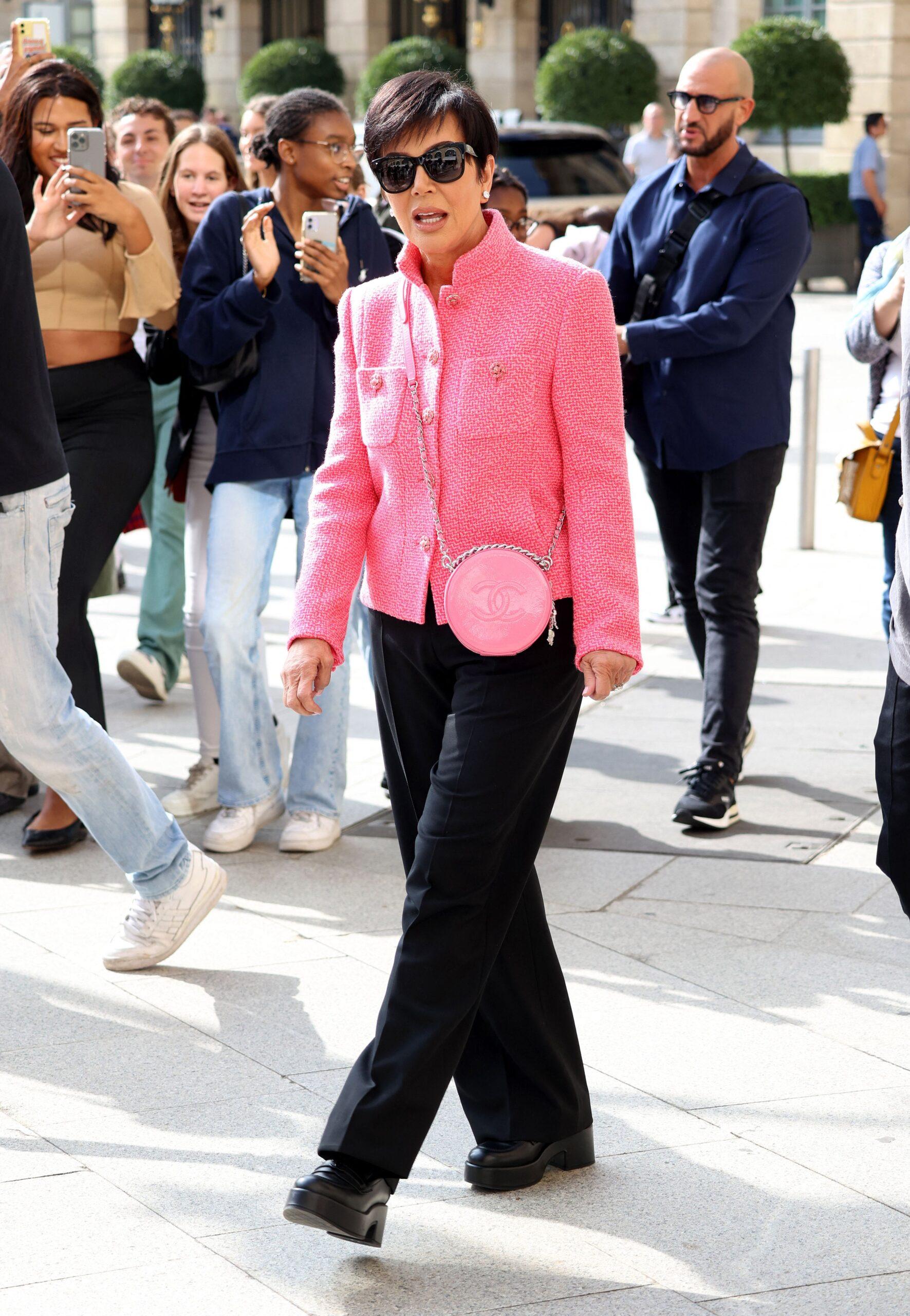 Kris Jenner and Corey Gamble strolling place vendome in Paris