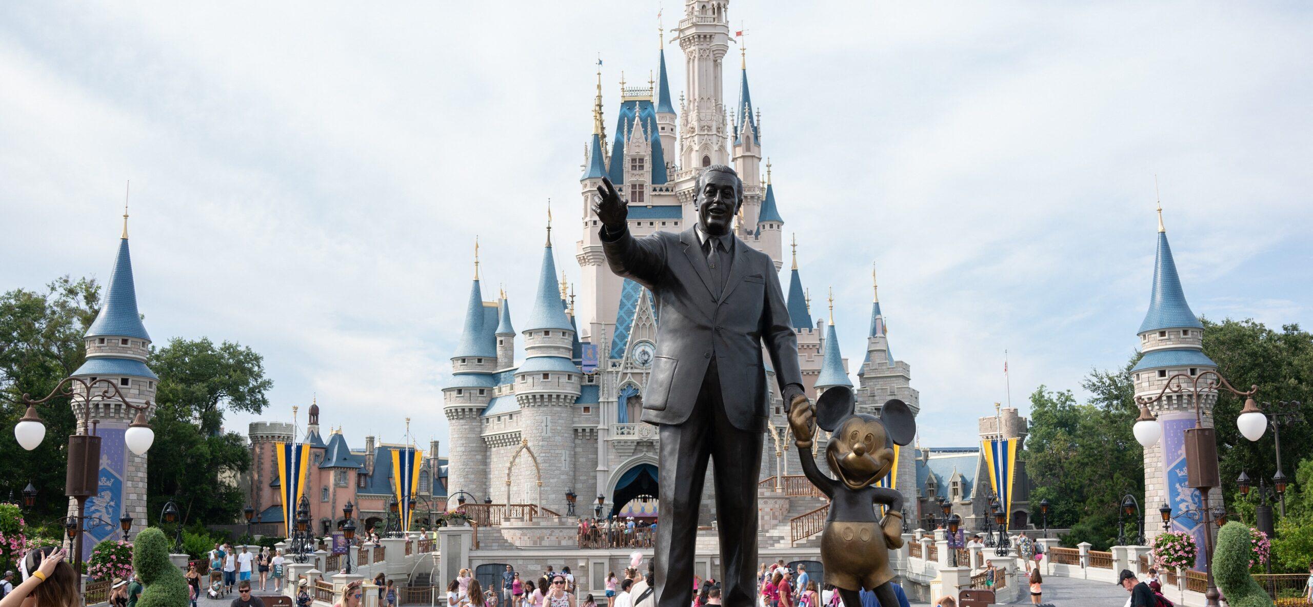 Cinderella Castle and Partners Statue at Walt Disney World