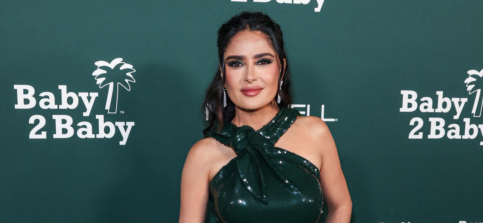 Salma Hayek In Strapless Shimmering Dress Is ‘Queen of The Night’ At The Baby2Baby Gala