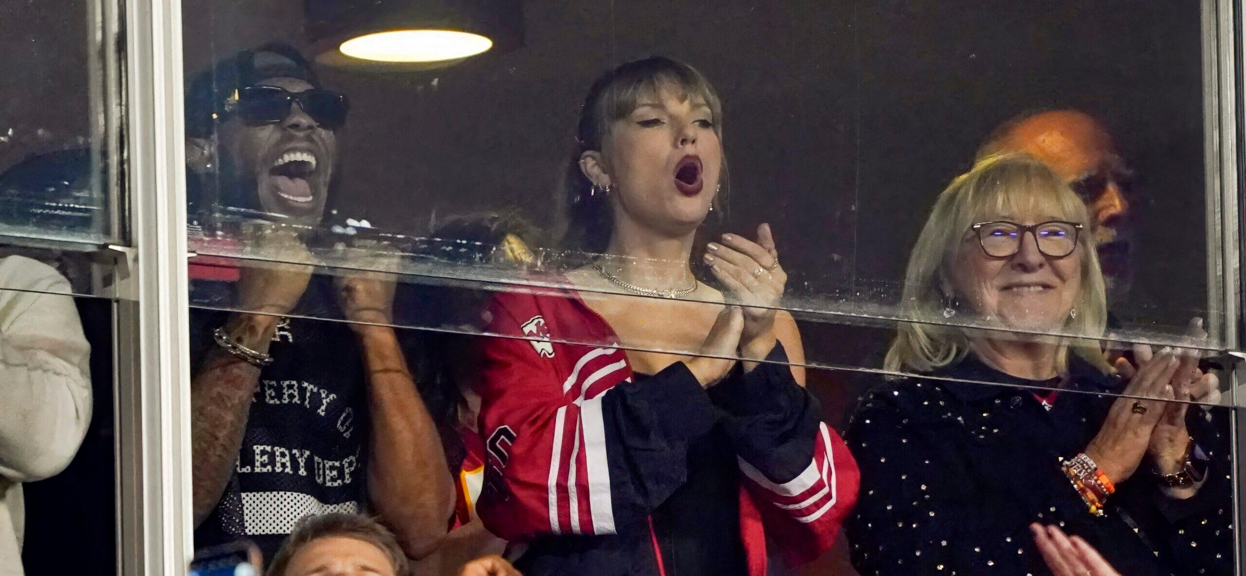 Taylor Swift Spotted In Crazy Custom Travis Kelce Jacket For NFL Playoffs [VIDEO]