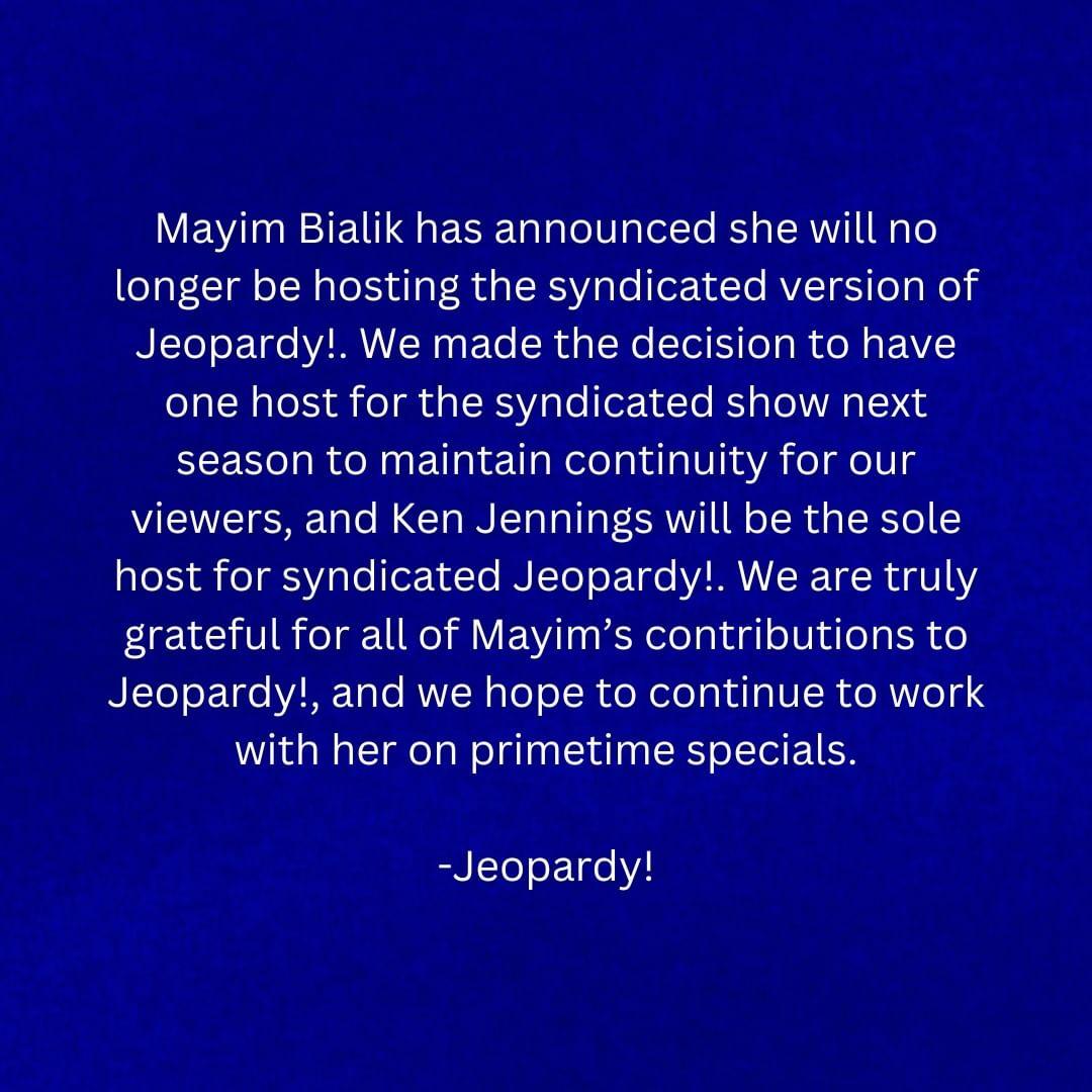 Jeopardy! Reacts to Mayim Bialik leaving