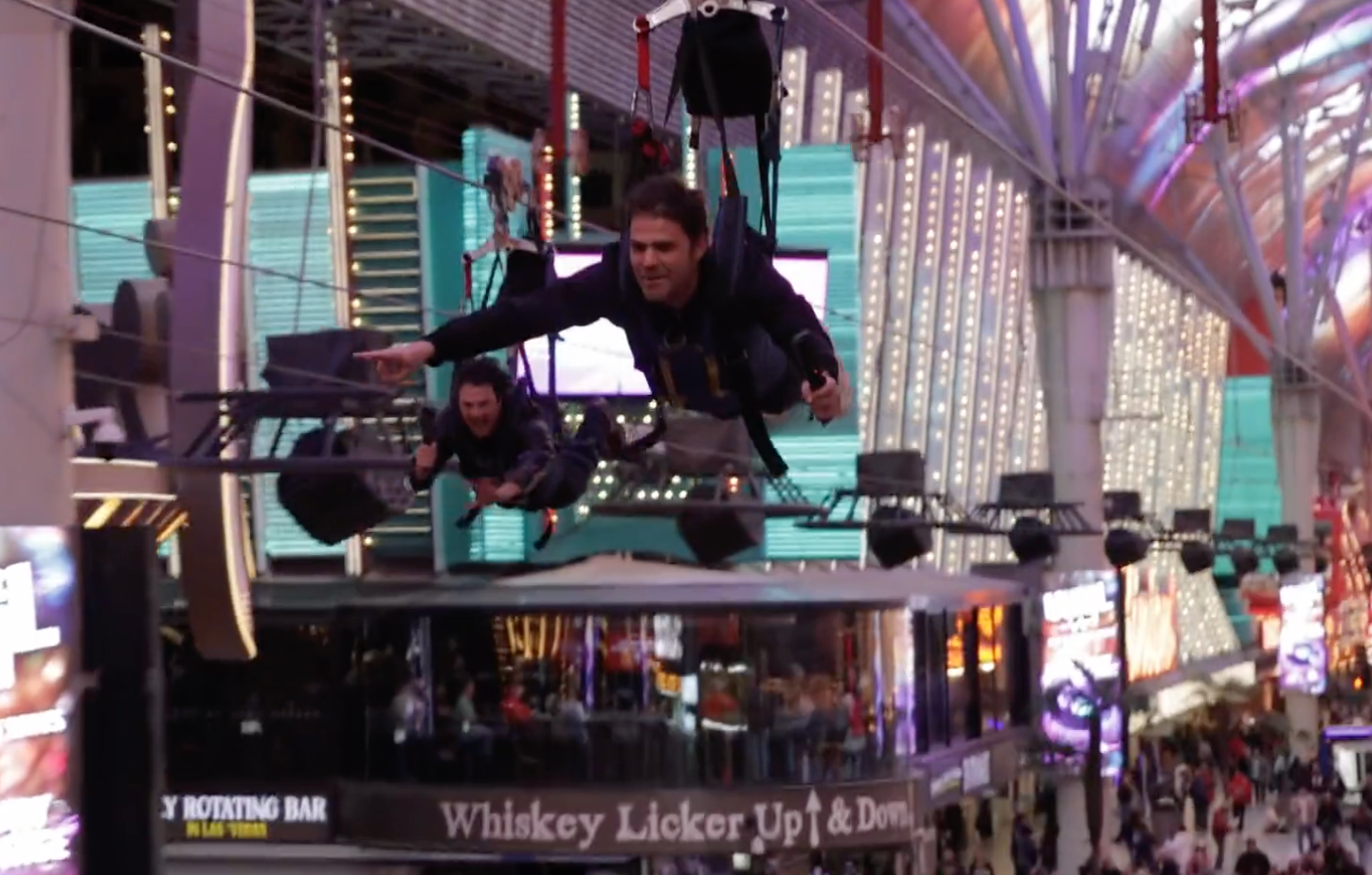 'The Vampire Diaries' Stars Ian Somerhalder and Paul Wesley Take Flight On Slotzilla Zipline At Circa Las Vegas