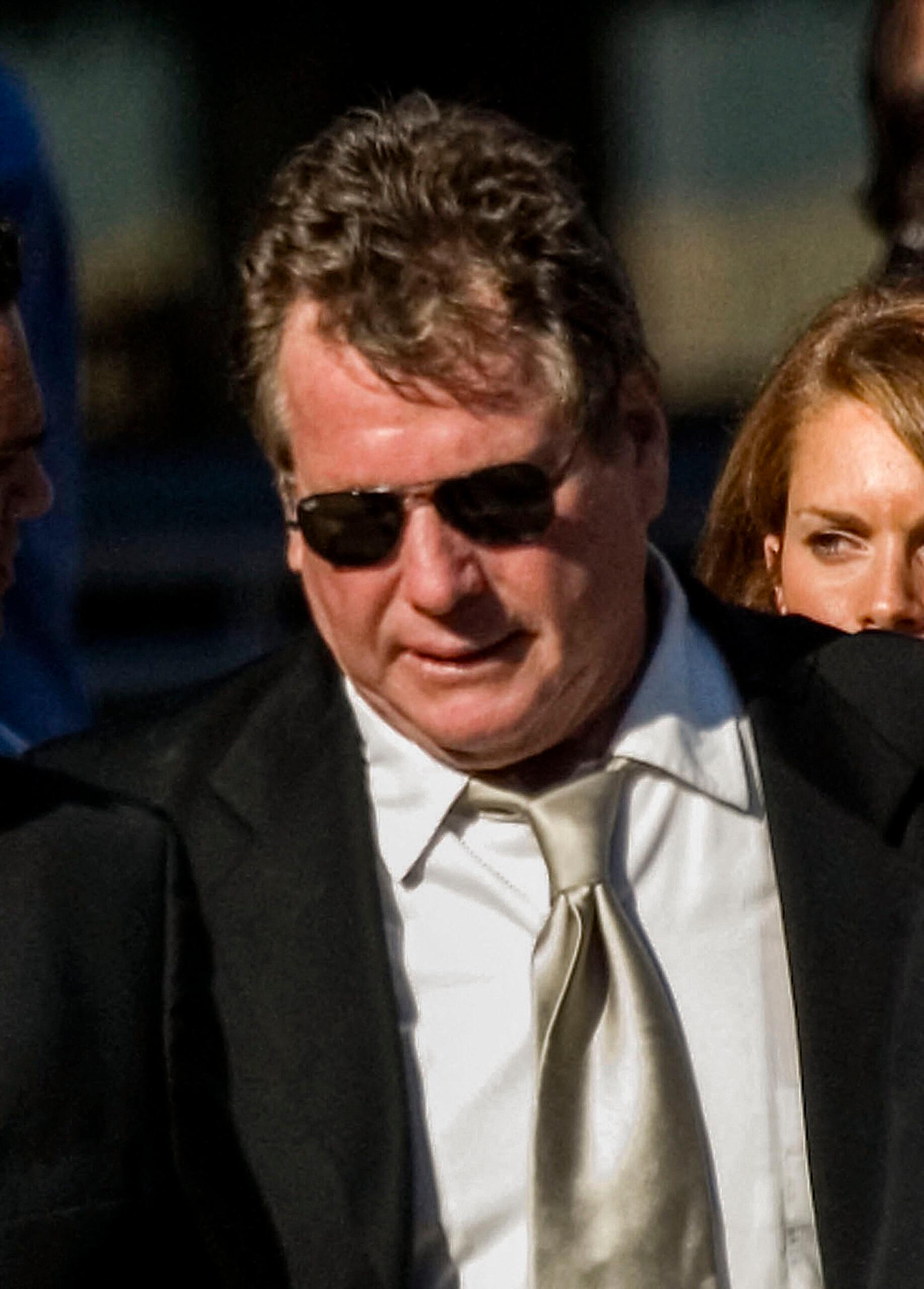 Actor Ryan O' Neal at the funeral of Farrah Fawcett held at the Cathedral of Our Lady of Angels in Los Angeles, California.