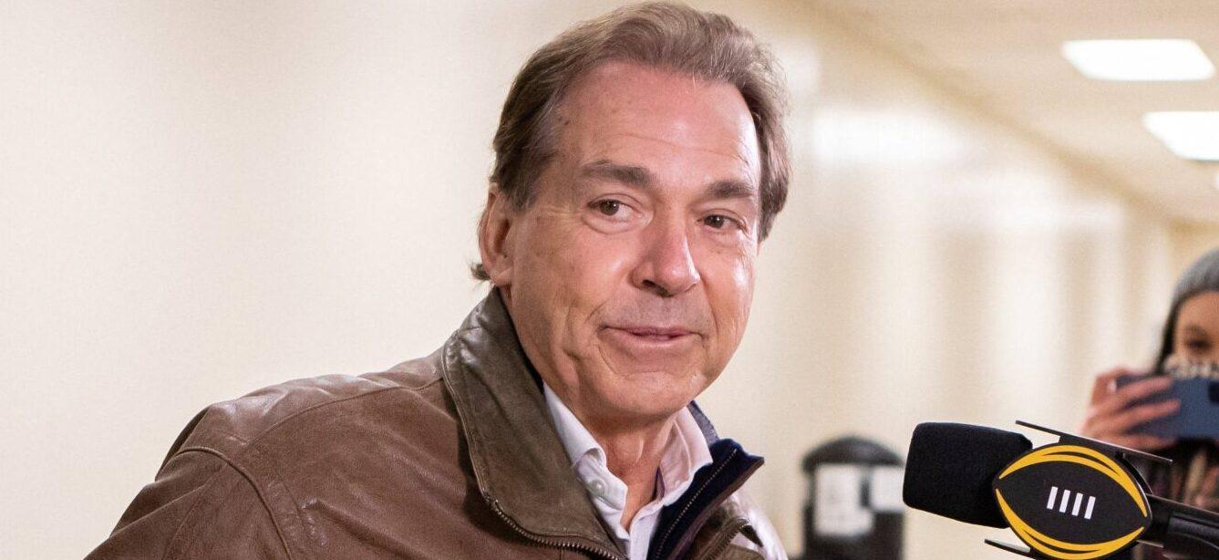 Alabama head coach Nick Saban takes questions during the College Football Playoff National Championship team arrivals at Indianapolis Airport on Friday, Jan. 7, 2022, in Indianapolis.