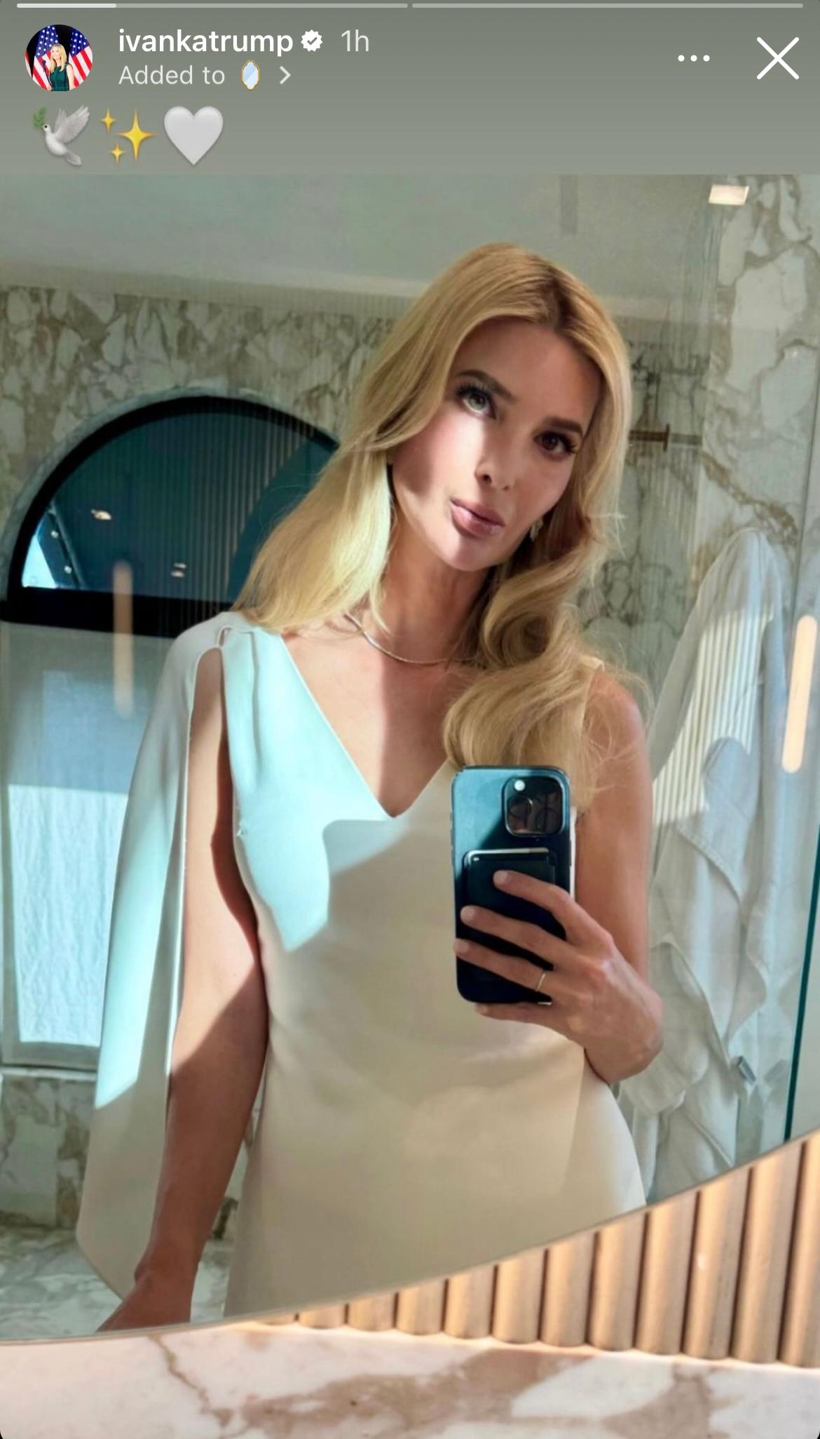 Ivanka Trump Is Sun-kissed In Plunging White Dress In Bathroom Selfie