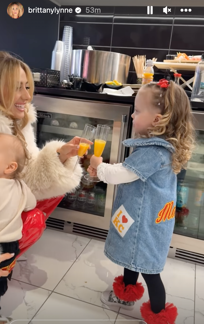 Brittany Mahomes Clinks Champagne Flutes With Daughter Ahead Of Super Bowl
