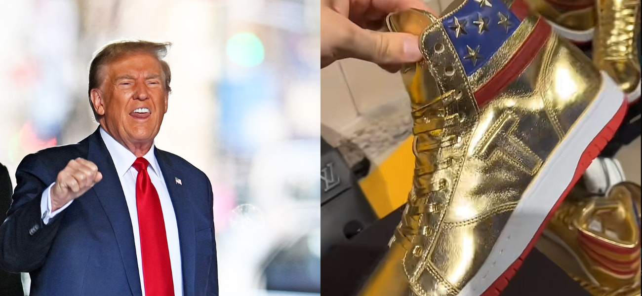 Donald Trump Trolled For Flaunting Sold-Out Gold ‘MAGA’ Sneakers Worth $400