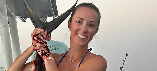Fishing Pro Vicky Stark Flaunts Her Prized Fish In Black Thong Bikini