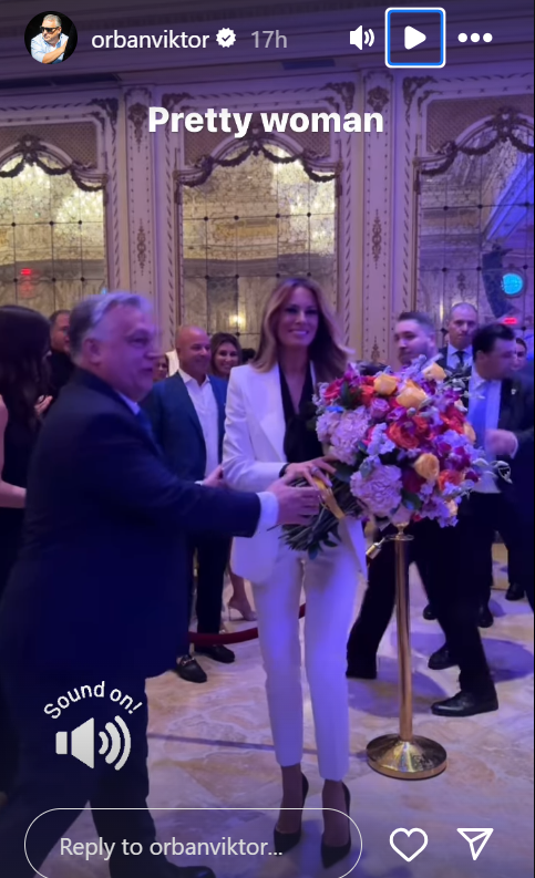 Melania Trump surpreende em terno branco para jantar formal com o marido e o primeiro-ministro húngaro