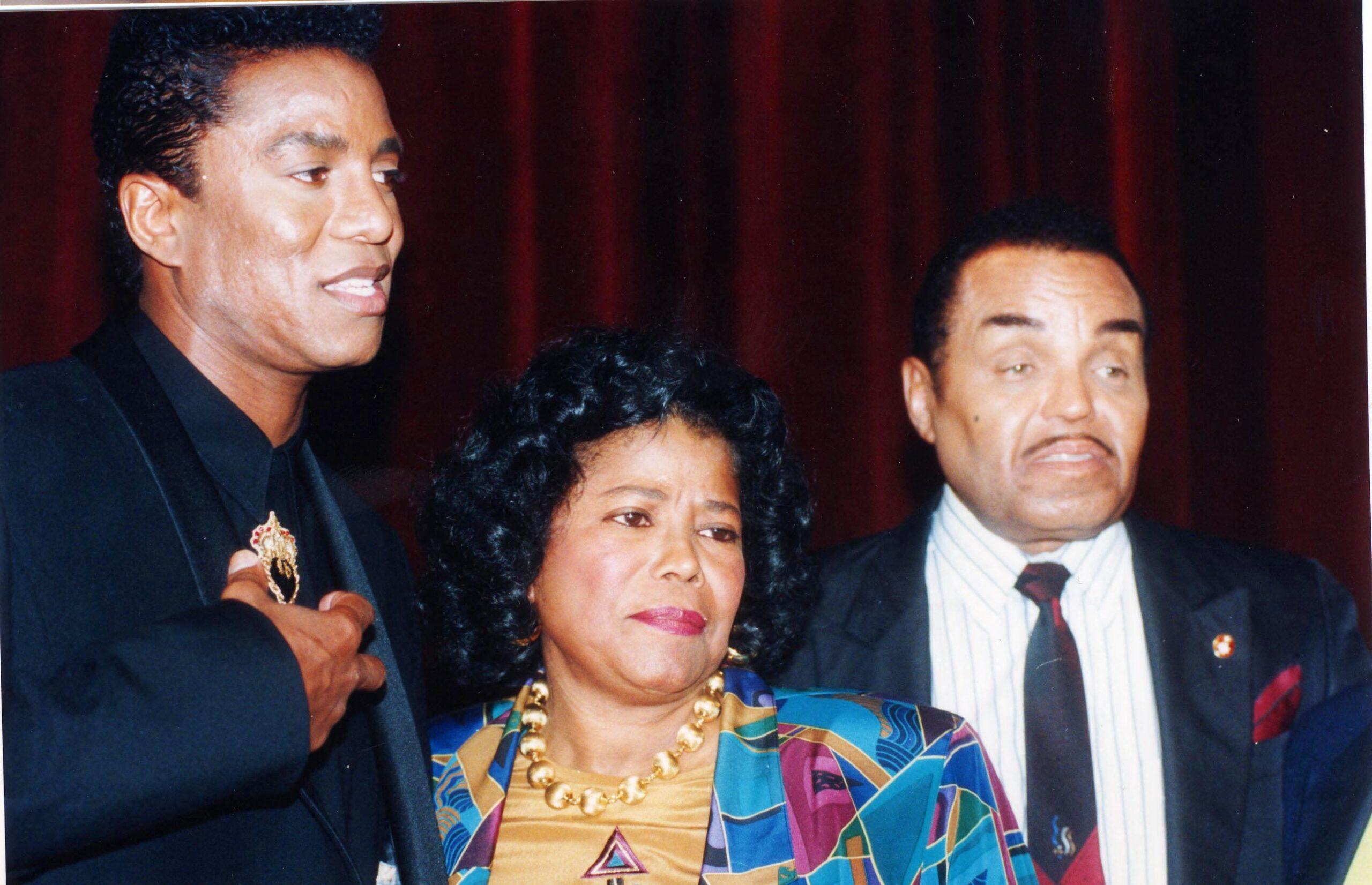 Katherine Jackson with her family in a press conference