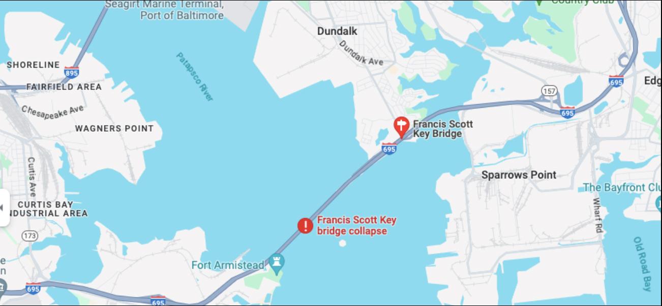 Space view of the Francis Scott Key Bridge