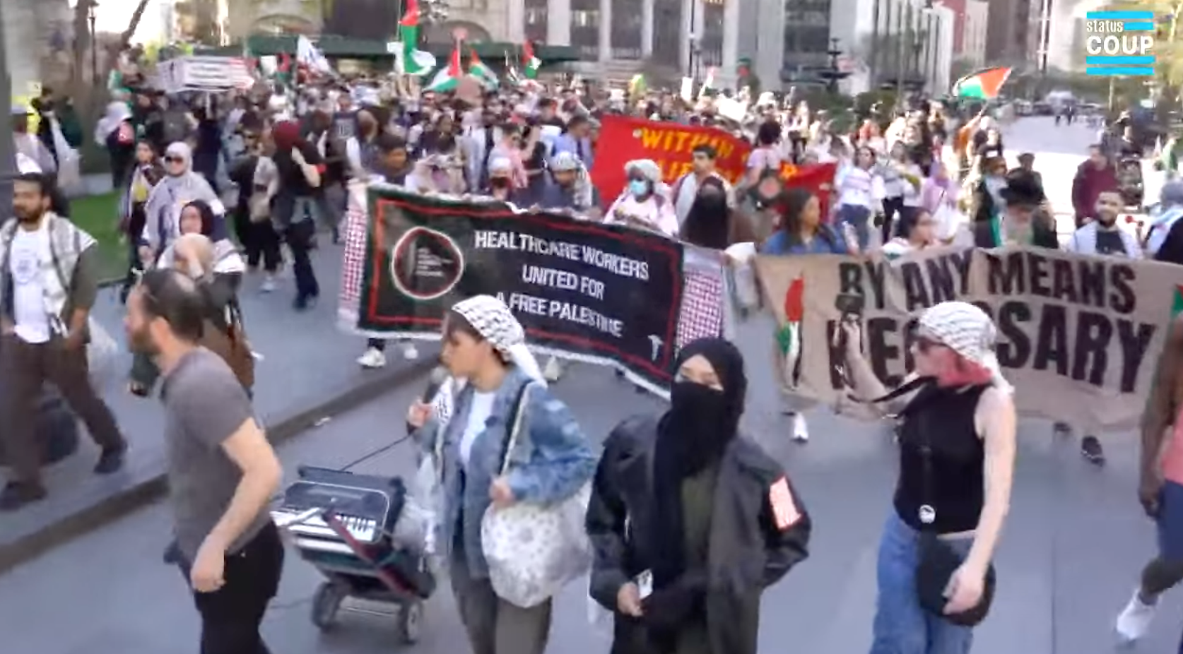 Mob Of Pro-Palestine Protestors Storm Brooklyn Bridge & Force Traffic To Stop