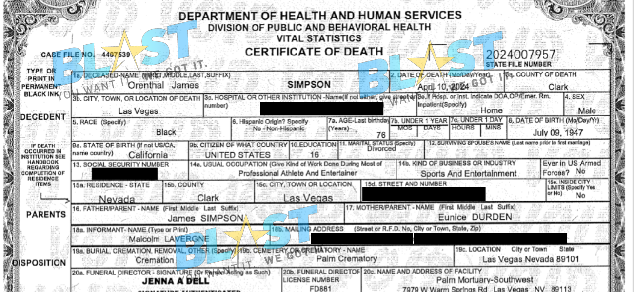 O.J. Simpson's Death Certificate Confirms His Cause Of Death