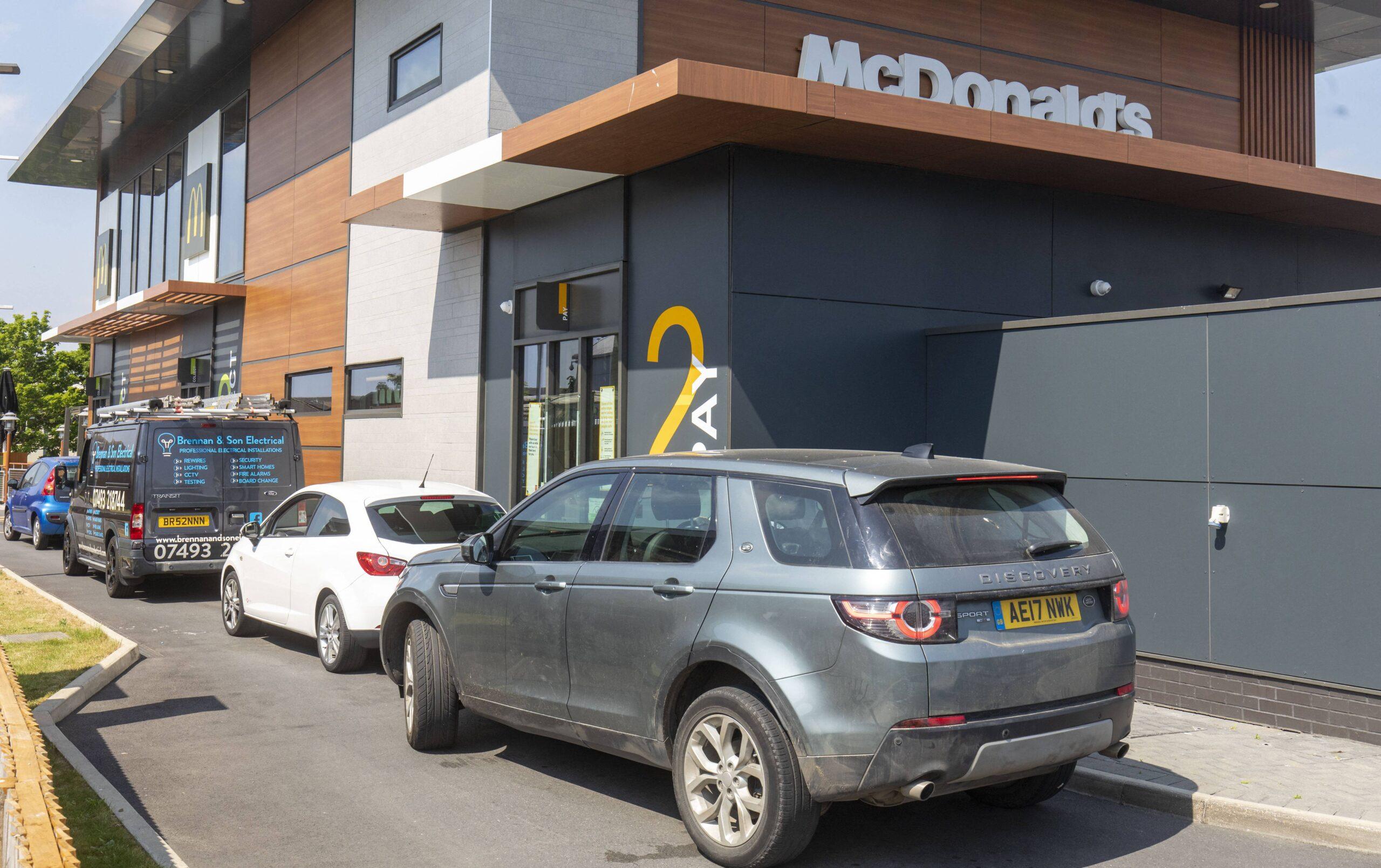 Cars in the McDonald's drive-through