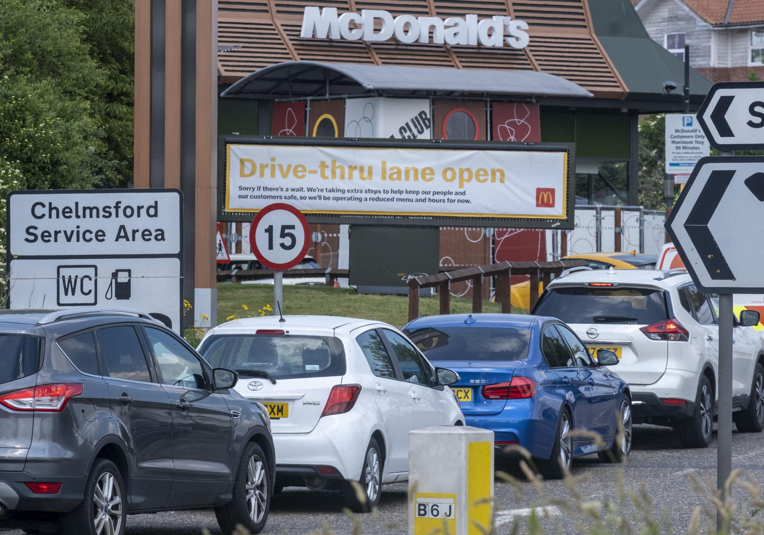 Cars in the McDonald's drive-through