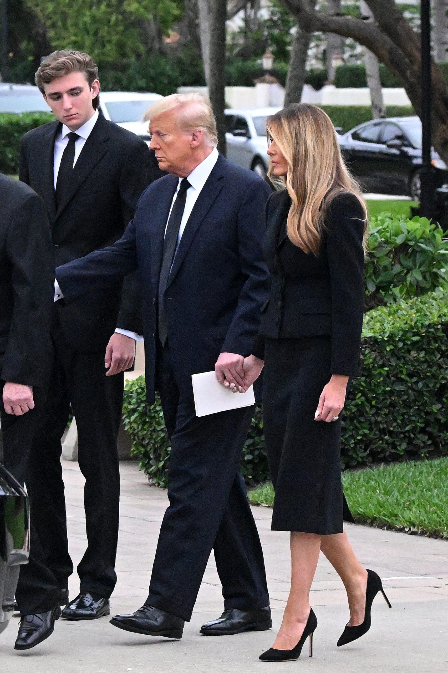 Barron Trump, Donald Trump, Melania Trump at Amalija Knavs' funeral