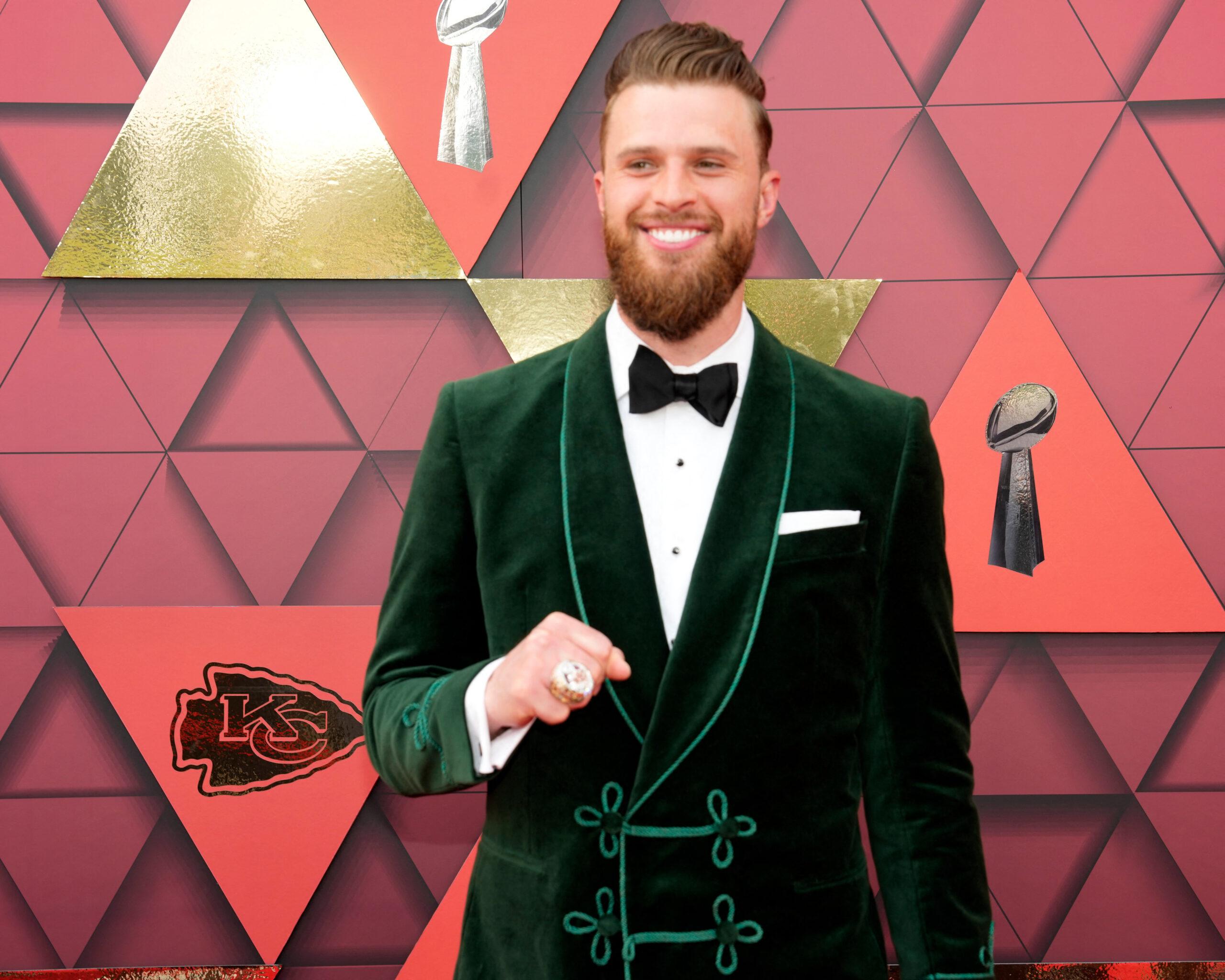 Harrison Butker walks the red carpet at the Chiefâ??s Super Bowl Ring ceremony at Union Station in Kansas City, Missouri.