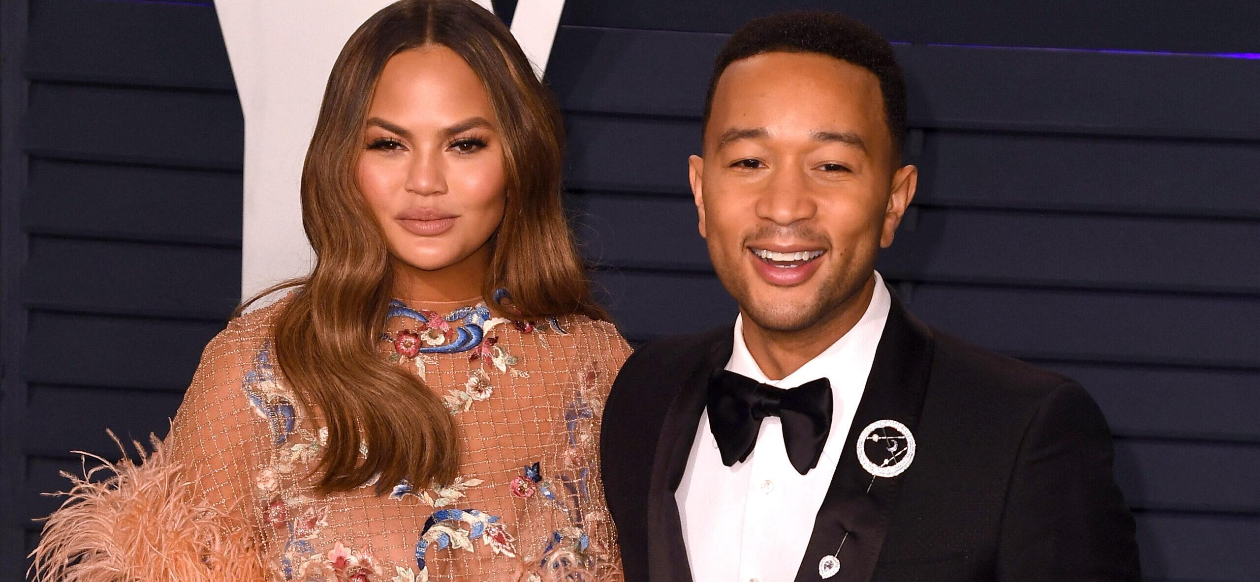 Chrissy Teigen and John Legend arrive at Vanity Fair Oscar Party