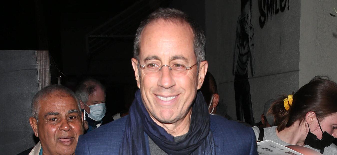 Jerry Seinfeld is in good spirits leaving dinner at Craig's Restaurant