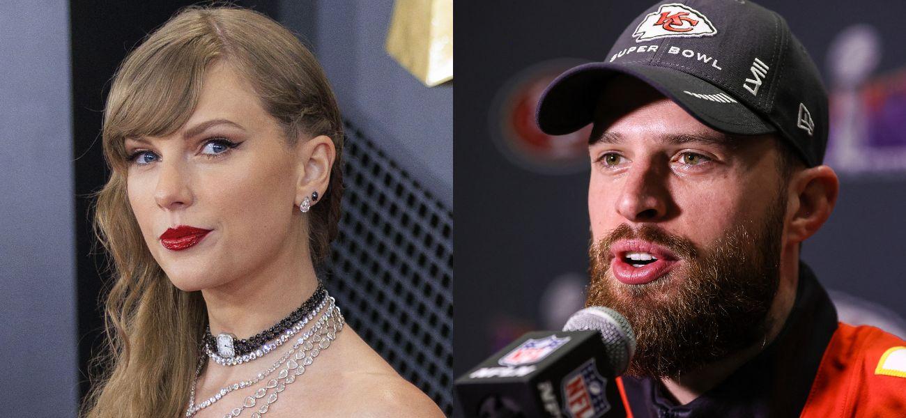 Taylor Swift (left) Harrison Butker (right)