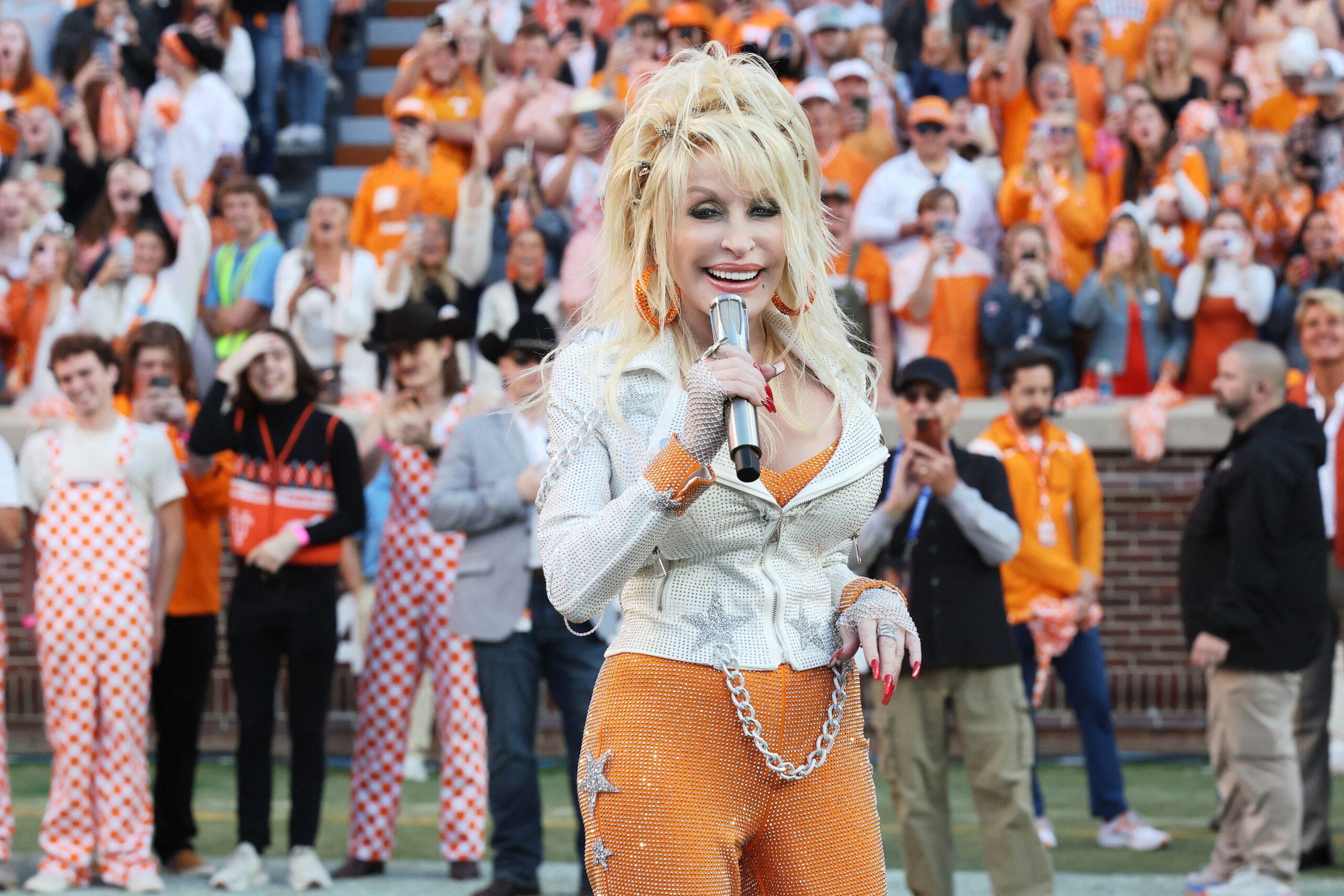 Dolly Parton performs at Denver Broncos game