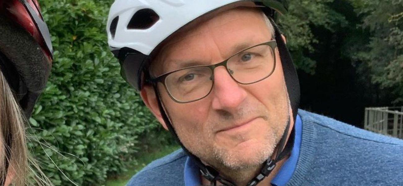 Michael Mosley wearing a bike helmet