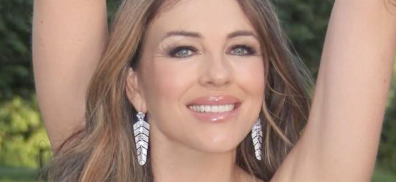 Elizabeth Hurley smiles outdoors