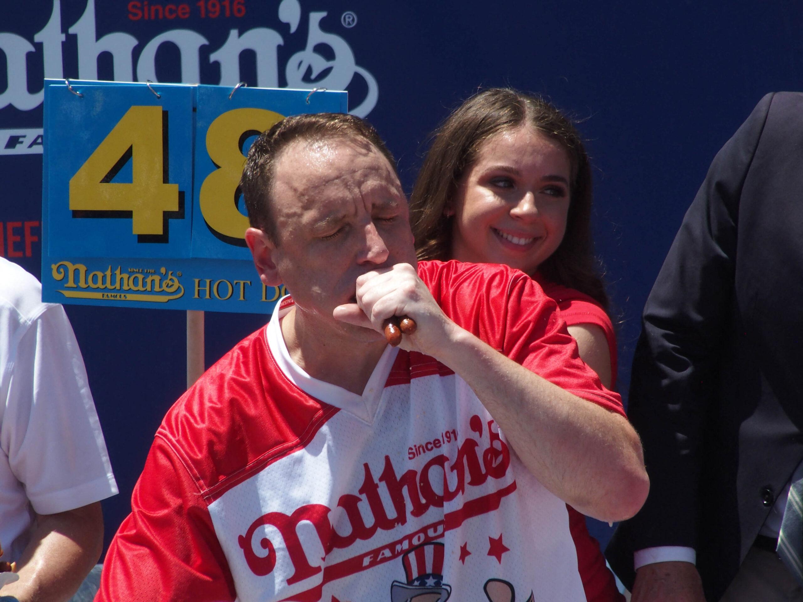 Joey Chestnut at Nathan's hot dog eating contest