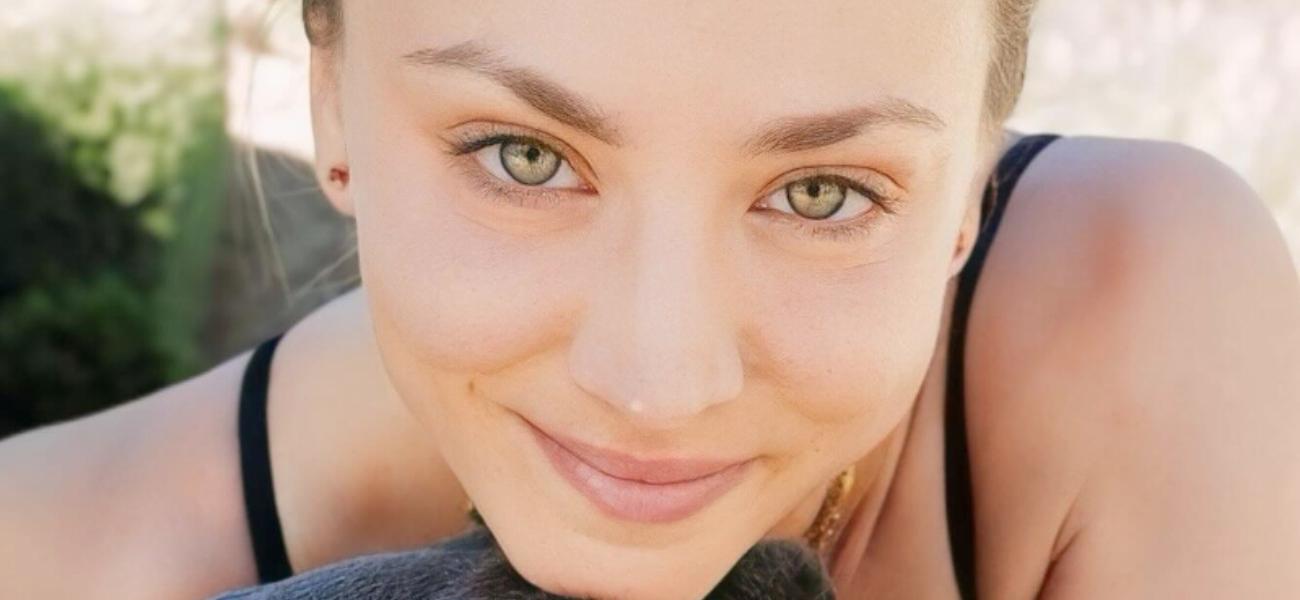 Kaley Cuoco smiles close up