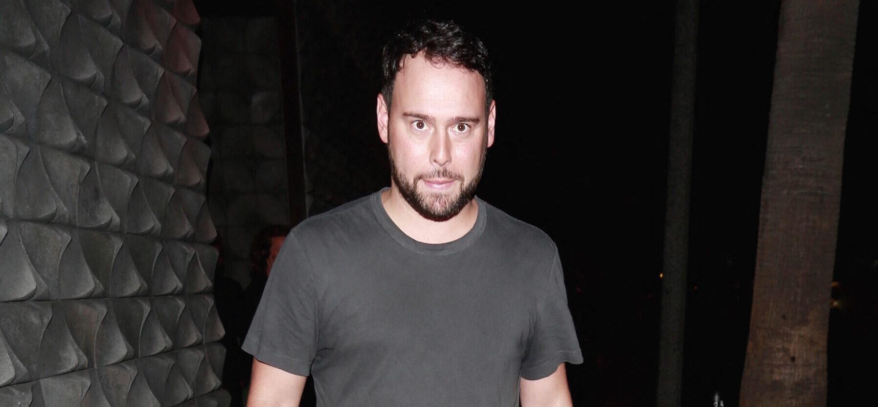 Manager Scooter Braun is seen leaving Usher's birthday party in Los Angeles.