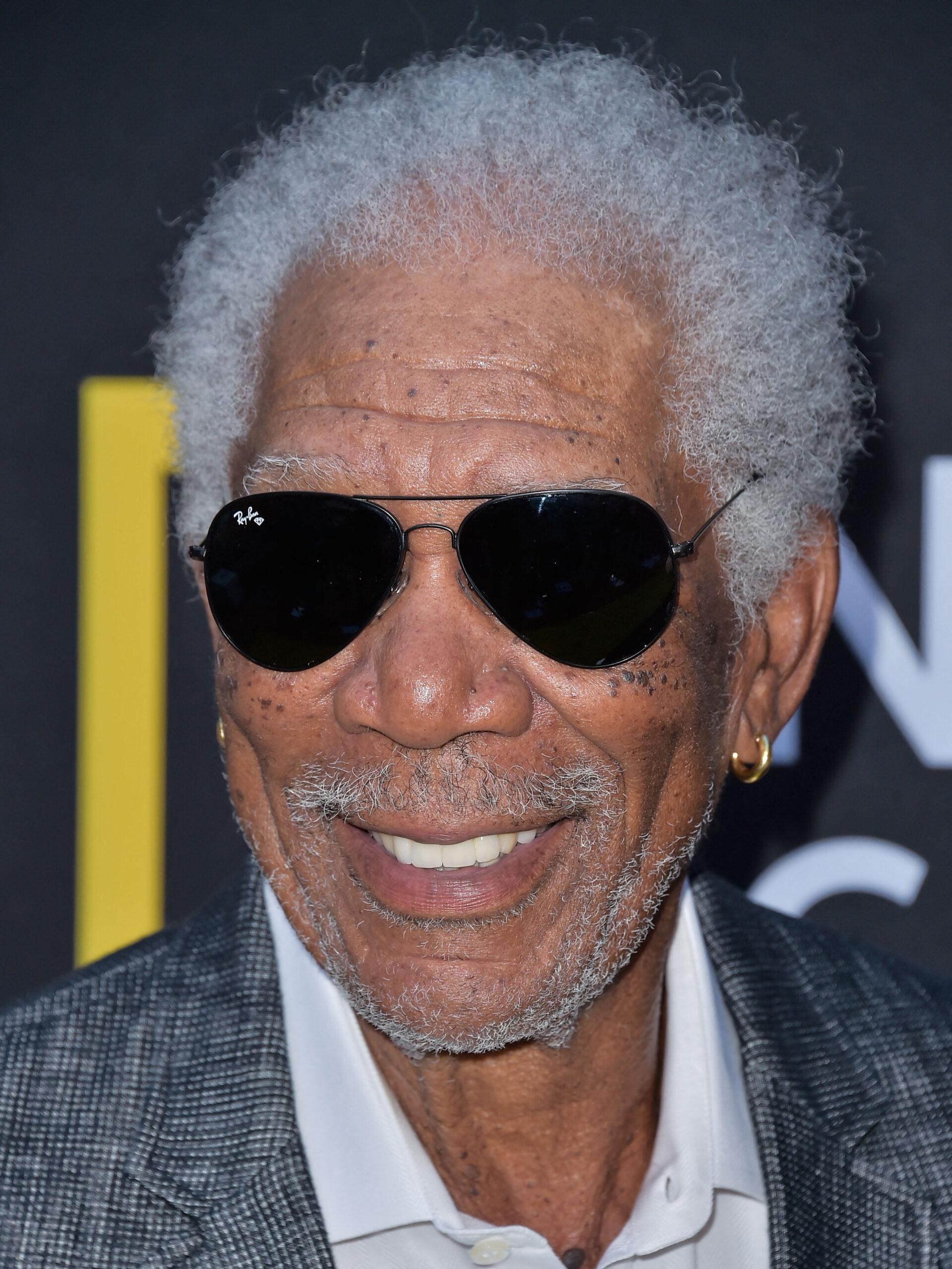 Close up of Morgan Freeman wearing sunglasses