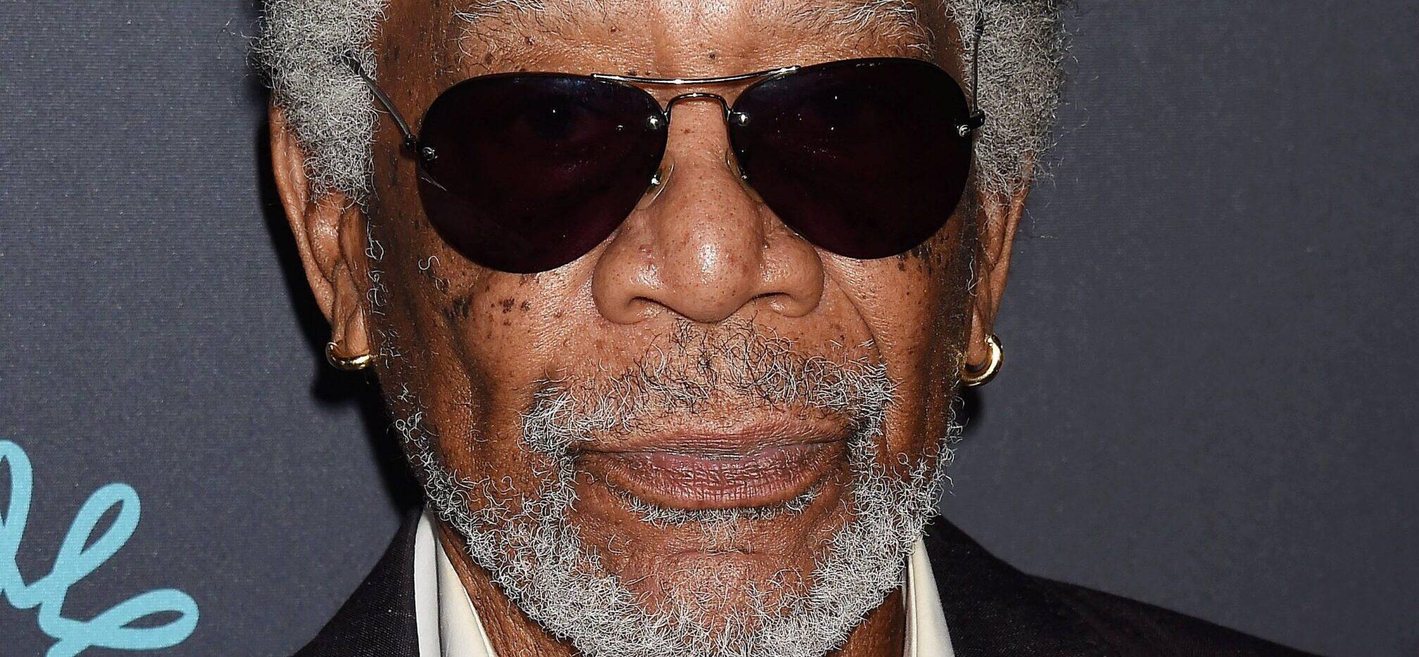 Close up of Morgan Freeman wearing sunglasses