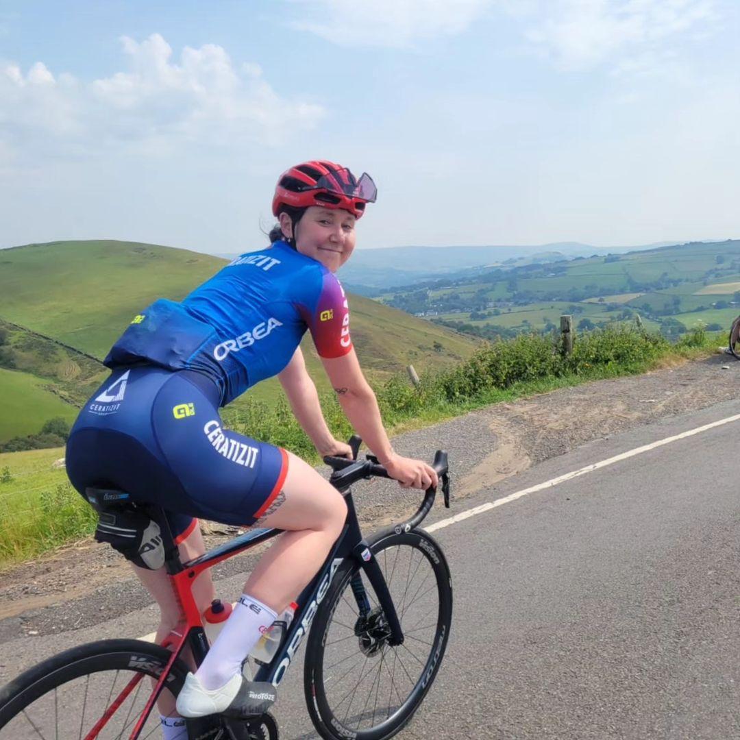 Katie Archibald riding a bike