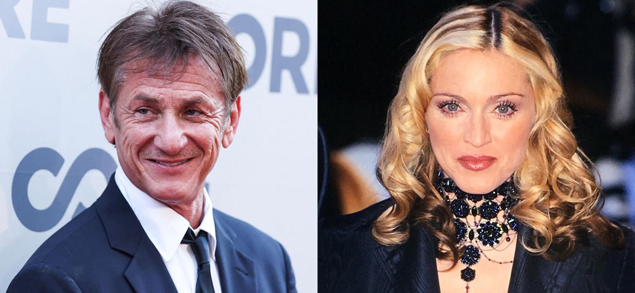 A collage of Sean Penn and Madonna posing on red carpets