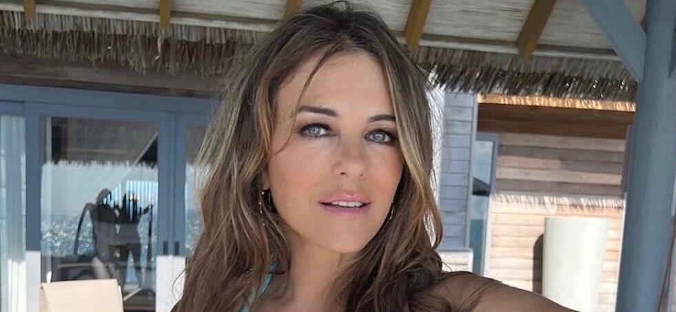 Elizabeth Hurley strikes a pose for the camera.