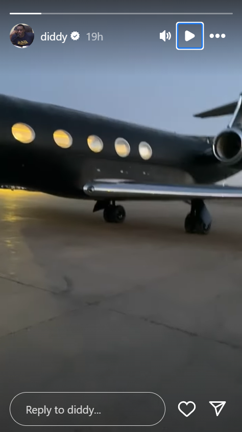 Diddy shows off his private jet
