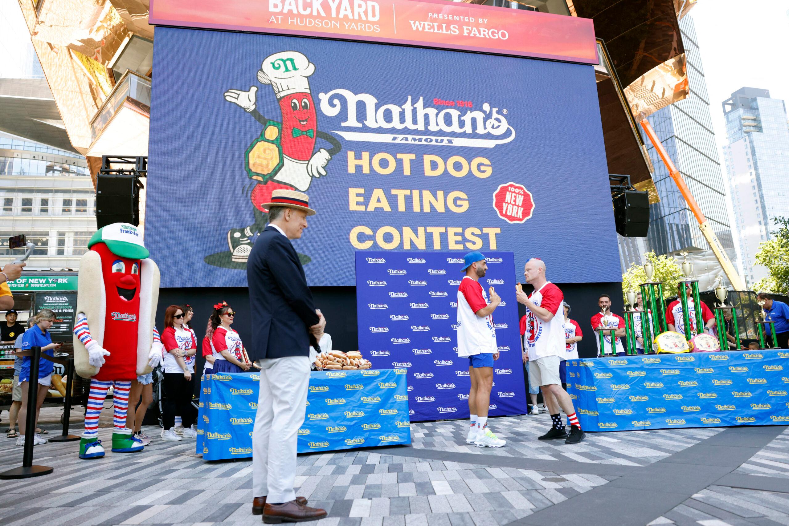 A stare down at July 4th Nathan's Hot Dog Contest in New York