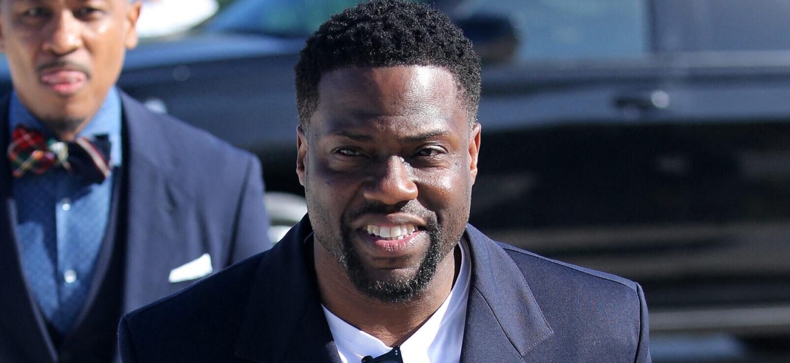 Comedian Kevin Hart is seen leaving a JP Morgan event in Miami