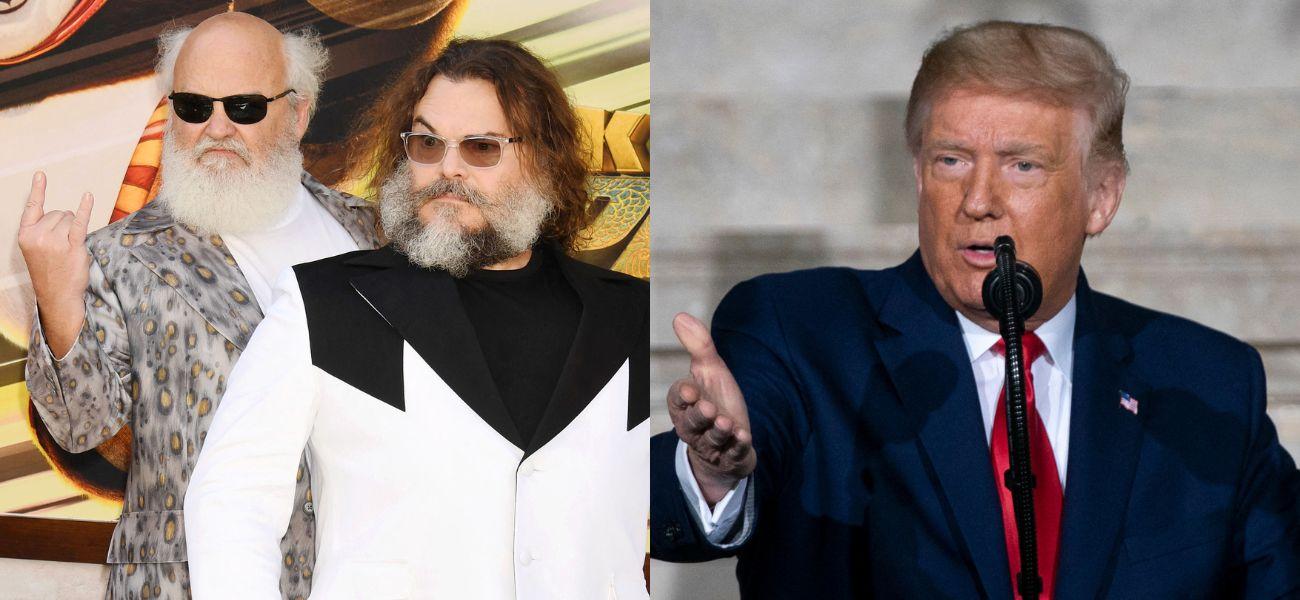 Kyle Gass and Jack Black (left) Donald Trump (right)