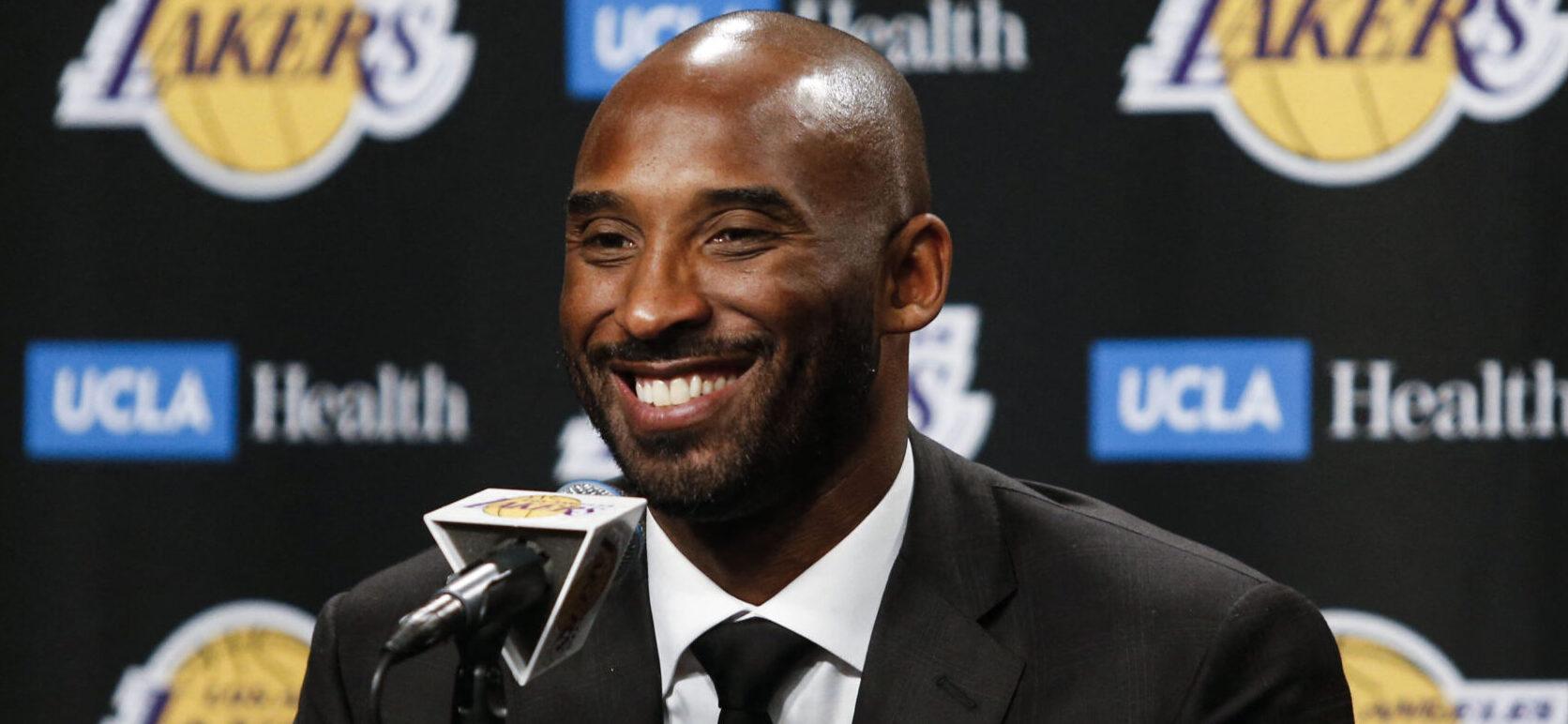 Kobe Bryant speaks at a press conference prior to his #8 and #24 jerseys retirement ceremony