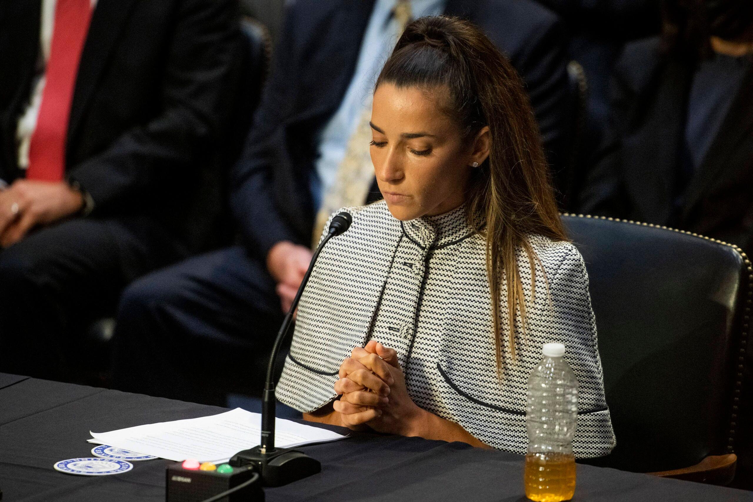 Aly Raisman at hearing on the FBI handling of the Larry Nassar investigation of sexual abuse of gymnasts